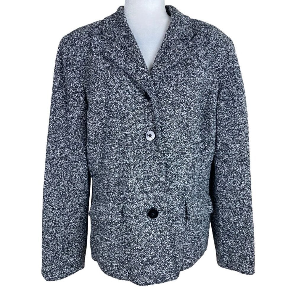 VINTAGE Madrigano Suits Black Tweed 4-Button Blazer Jacket Women's Size 16